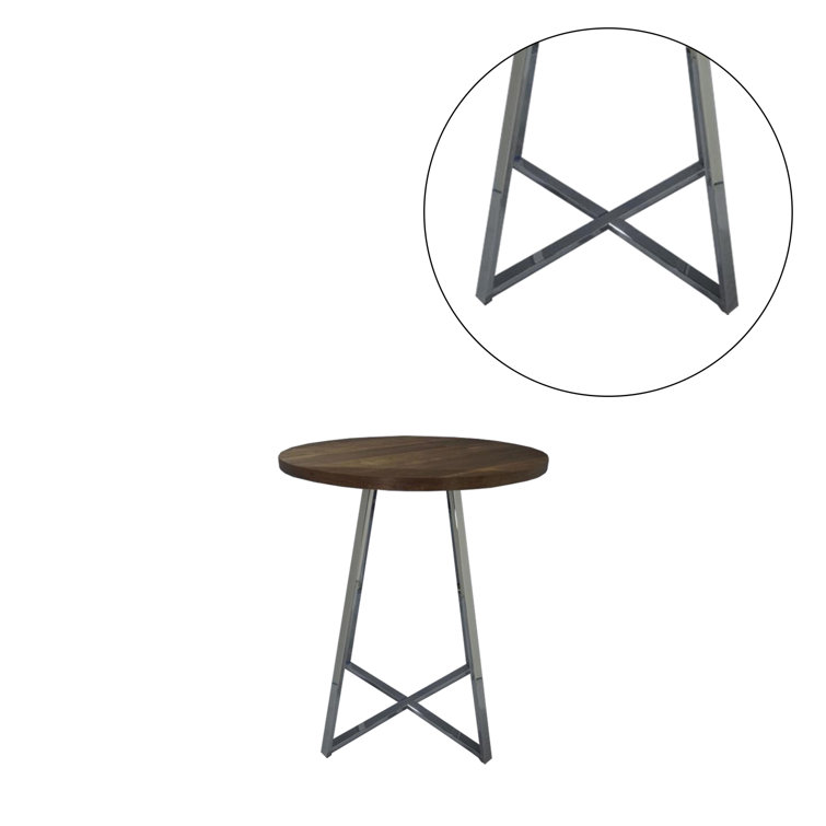 17 Stories Round Solid Wood Top Metal Base Dining Table Wayfair Canada